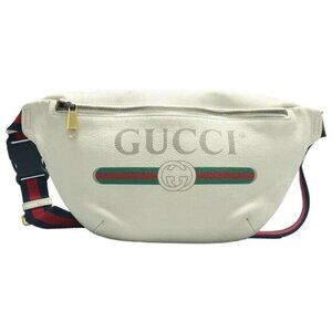 GUCCI Print White Medium Leather Belt Bag 535-010625